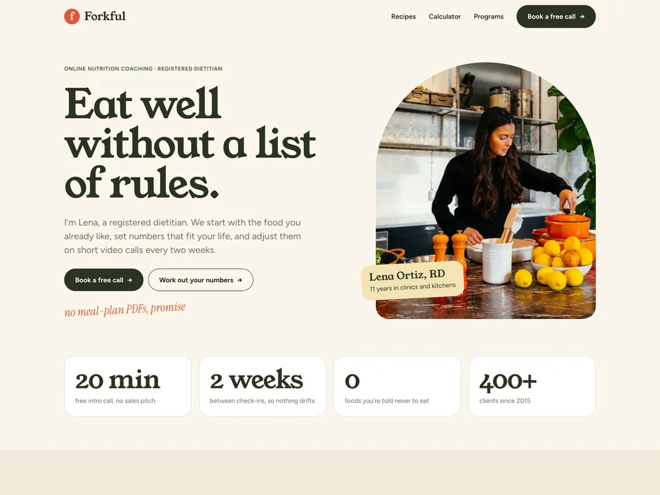 Forkful — Nutrition template for Framer