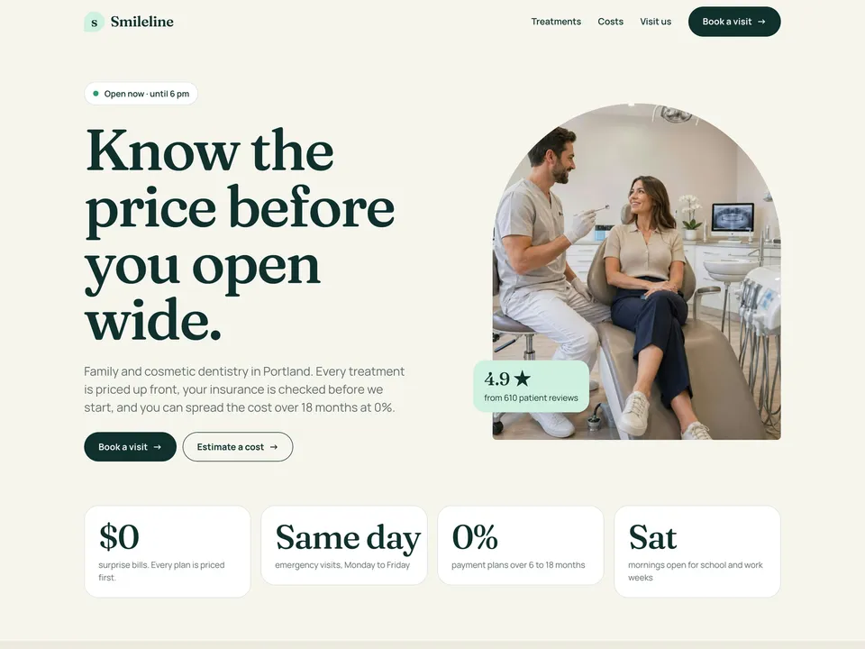 Smileline — Dental clinic template for Framer